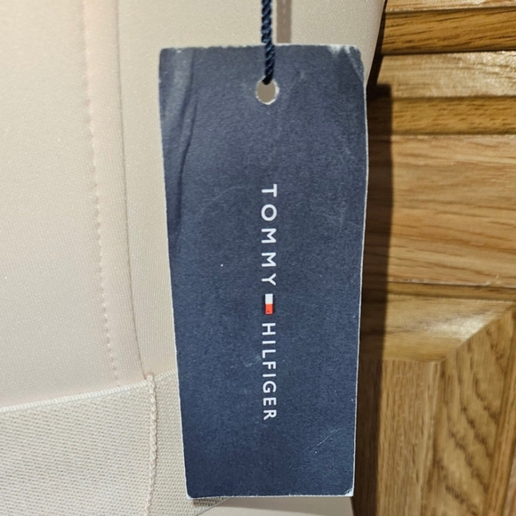 TOMMY HILFIGER Powder Pink Mock Neck Zip Front Scuba Sheath Dress Size 8P - Picture 14 of 16